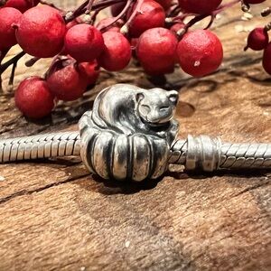 Authentic Pandora Charm Cozy Cat Bead Sterling Silver Animal Kitty on a Pillow